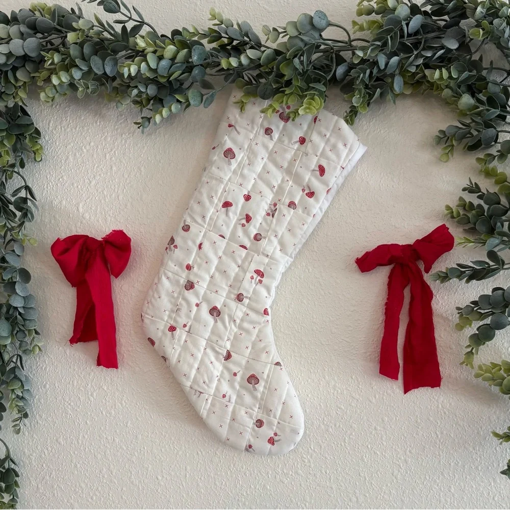 Festive White and Red Holiday Stocking